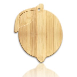 WEBEEDY Lemon Shaped Bamboo Wood Cutting Board Funny Charcuterie Boards for Kitchen with Hanging Hole Small Decorative Wooden Chopping Board for Serving Cheese,Fruit,Meat,Vegetabl(28.2x35cm)