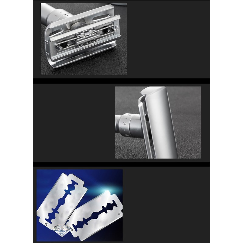 Men Hand Shaving Knife Set with 5Pcs Double Edge Replacement