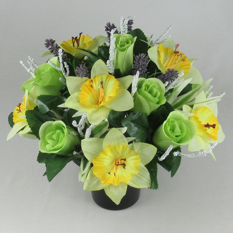 Just Because Flowers Spring Artificial/Silk Flower Arrangement in Grave Pot,