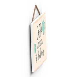 Global Designs Coffee Until Wine Minimalistic Illustration Kitchen Themed Artwork On A Hanging Wooden Plaque