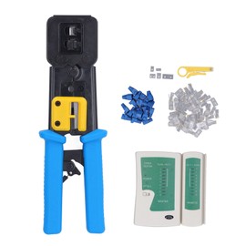 RJ11 RJ45 Crimping Tool Kit 6P 8P Ethernet Crimper with Network Cable Tester 50PCS Connectors