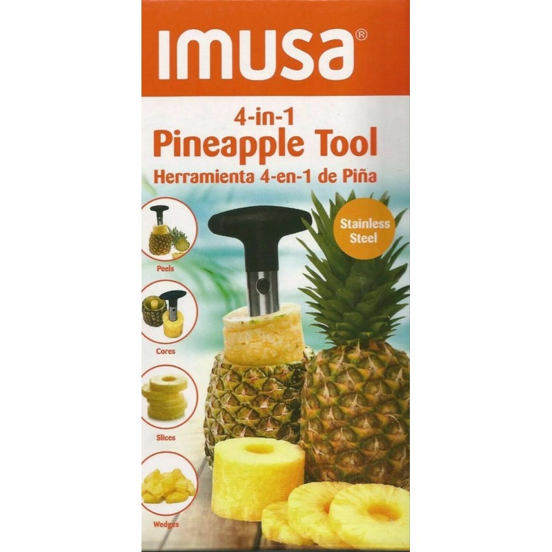 IMUSA 4-in-1 Stainless Steel Pineapple Tool Peels Cores Slices Wedges