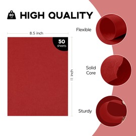 50 Sheets Dark Red Cardstock 8.5 x 11 Red Printer Paper, Goefun 80lb Red Card Stock Paper for Christmas Cards Making, Invitations and Craft