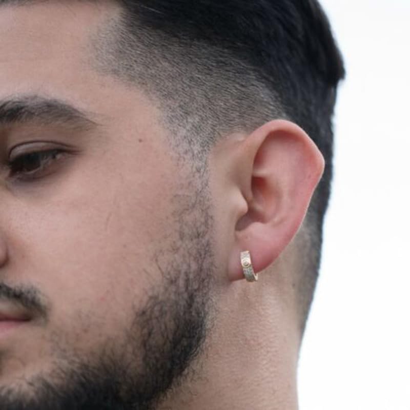 204Dealnow Men's Small Gold Plated 925 Sterling Silver Cubic Zirconia