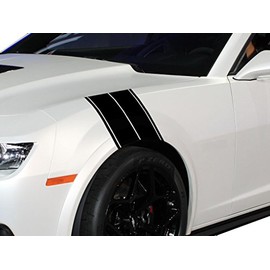 FGD Fender Hash Stripe Graphics Decal Sticker Set Universal Fits Car Truck or SUV (Hm01) 11"x23" (Black)