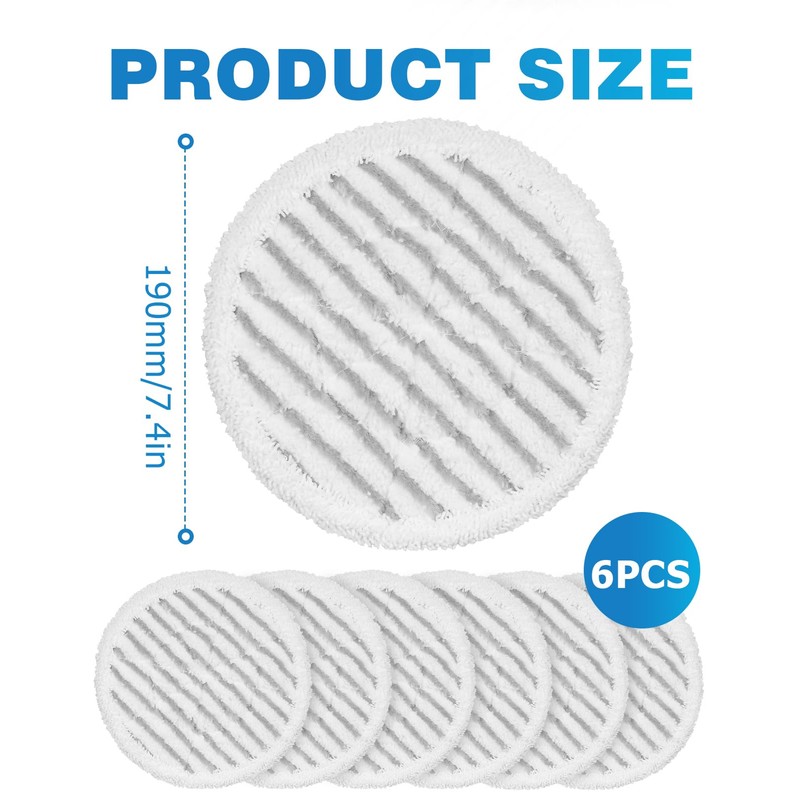 Mellbree Replacement Steam Mop Pads Compatible with Shark S6002UK 6Pcs,