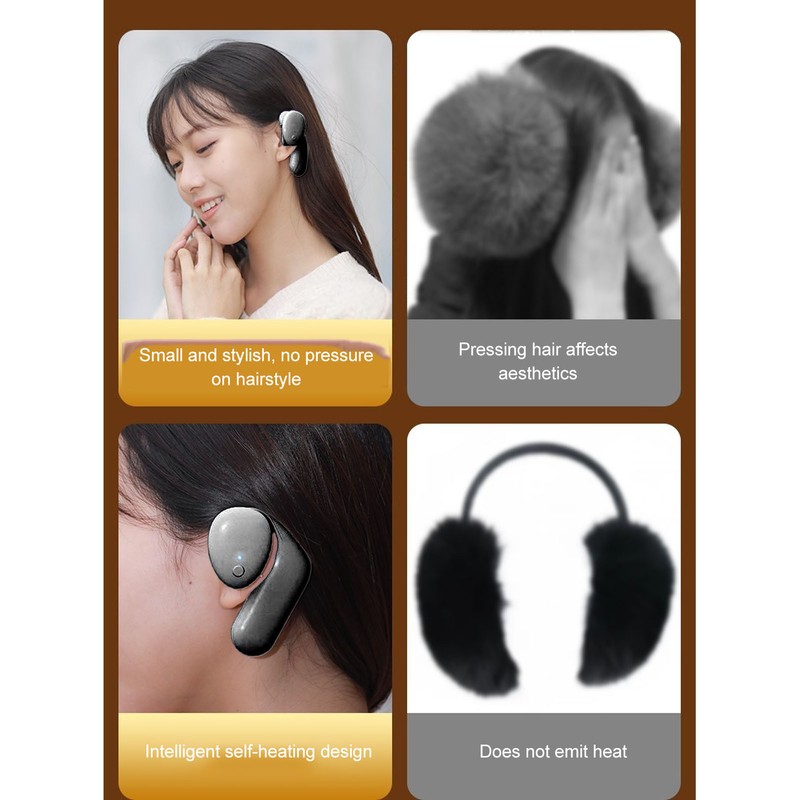 Heated Earmuffs Intelligent 3S Heating Adjustable Lightweight Black Winter Ear