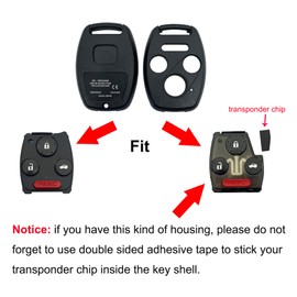 Replacement Key Fob Shell Keyless Entry Remote Car Key Fob Cover Case Fits for Honda 2003-2012 Accord / 2006-2013 Civic EX / 2009-2015 Pilot /2005-2006 CR-V (Black + Pink)