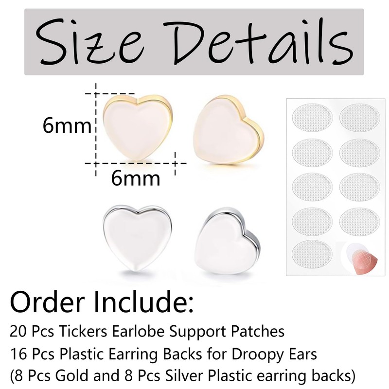 KASFREE 16 Pcs Silicone Heavy Earring Support Backs for Droopy