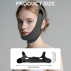Adjustable Chin Strap for Sleeping Jawline Shaper V Line Lifting Mask Face Slimmer for Double Chin （Black）