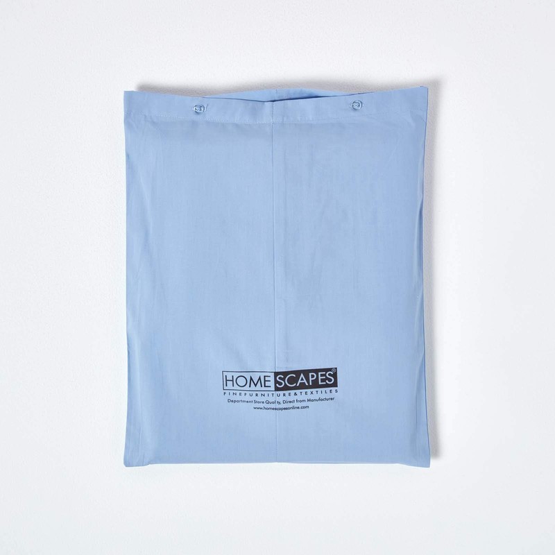 HOMESCAPES Light Blue Deep Fitted Sheet (12”) Double 200 TC
