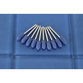 TEMO 10 pc 8 mm (5/16 Inch) Bullet Blue Mounted Stone Point Grinding Abrasive Set 120 Grit, 1/8 Inch Shank for Dremel and Other Rotary Tools