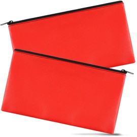 2 Pieces Money Bags with Zipper, 11x6.1 inch Money Pouch, Bank Bag, Cash Bag, Check Wallet, Cosmetics(Red)