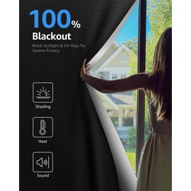 Sumobaby Blackout Curtains for Bedroom Portable 67"x68",No Drill Blackout Shades with Upgraded Hook&Loop Tapes,100% Black Out Window Cover,Thermal Insulated Blinds for Bedroom,Nursery(1 Panel,Black)