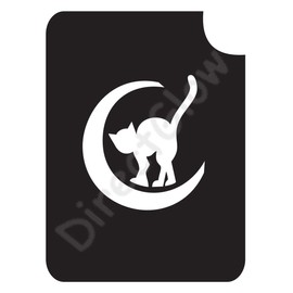 Cat in Crescent Moon 2031 Body Art Glitter Makeup Tattoo Stencil- 5 Pack