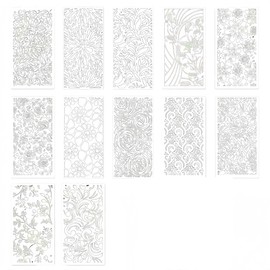 12Pcs Flower Stencils PET Stencils for Crafts Painting Floral Mandala Reusable Stencil Set DIY Art Craft Templates for Wall Wood Fabric Scrapbooking