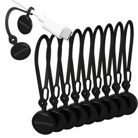 Nearockle 10Pcs Reusable Magnetic Cable Ties, 2024 Upgraded 7.3" N52 Strong Magnet Cable Clips Cord Organizer for Desk Electrical Cords, Charging Cords, Whiteboard Fridge Magnets (Black)