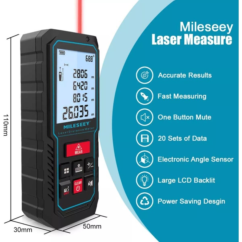 Mileseey Laser Measure Device, MiLESEEY 229ft Digital Laser Tape Measure