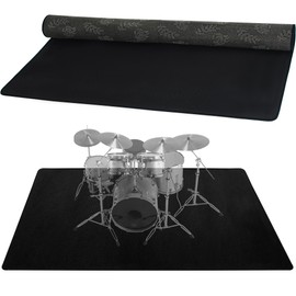 Drum Rug, 5X 6 Ft Drum Mat Carpet Music Rug with Non-Slip Bottom, Soundproof Electrical Pads for Drummers, Black