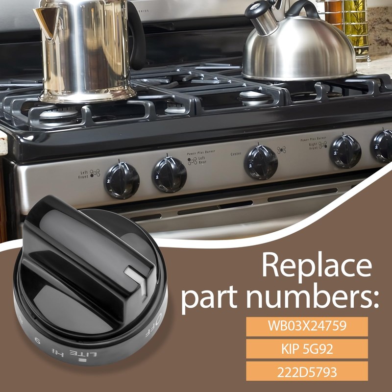 WB03X24759 Gas Stove Knobs Replacements Compatible with GE 222D5793 JGB720DEJ2BB