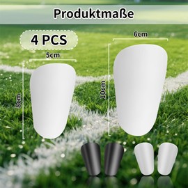 Children's Football Shin Pads, Shockproof, Mini 6 cm / 8 cm, Pack of 4 (Black & White), Flex Shield, for Inserting, Football Equipment from 10 Years (6 x 10)