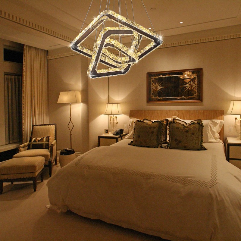 diisunbihuo Modern Crystal Chandeliers LED Square Chandelier Pendant Lights Chandelier