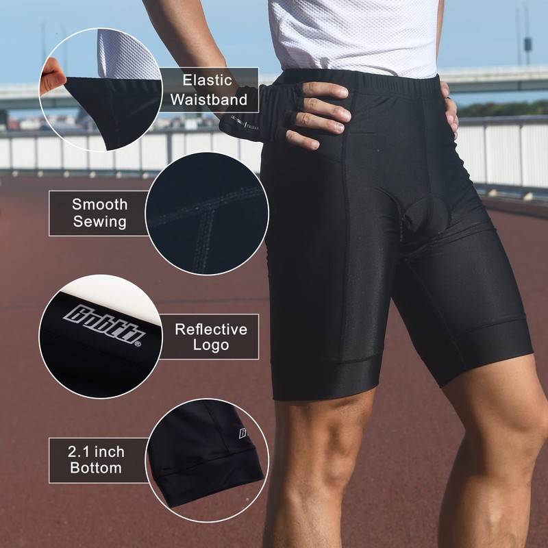 bpbtti - Pantalones Cortos de Gel Acolchados para Hombre, Negro,