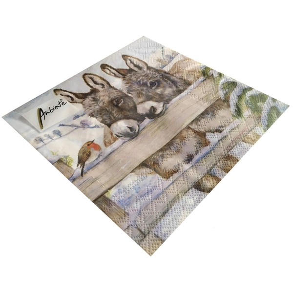Ambiente Napkins Lunch/Festival/Party/Approx. 33 x 33 cm Donkeys Robin Christmas