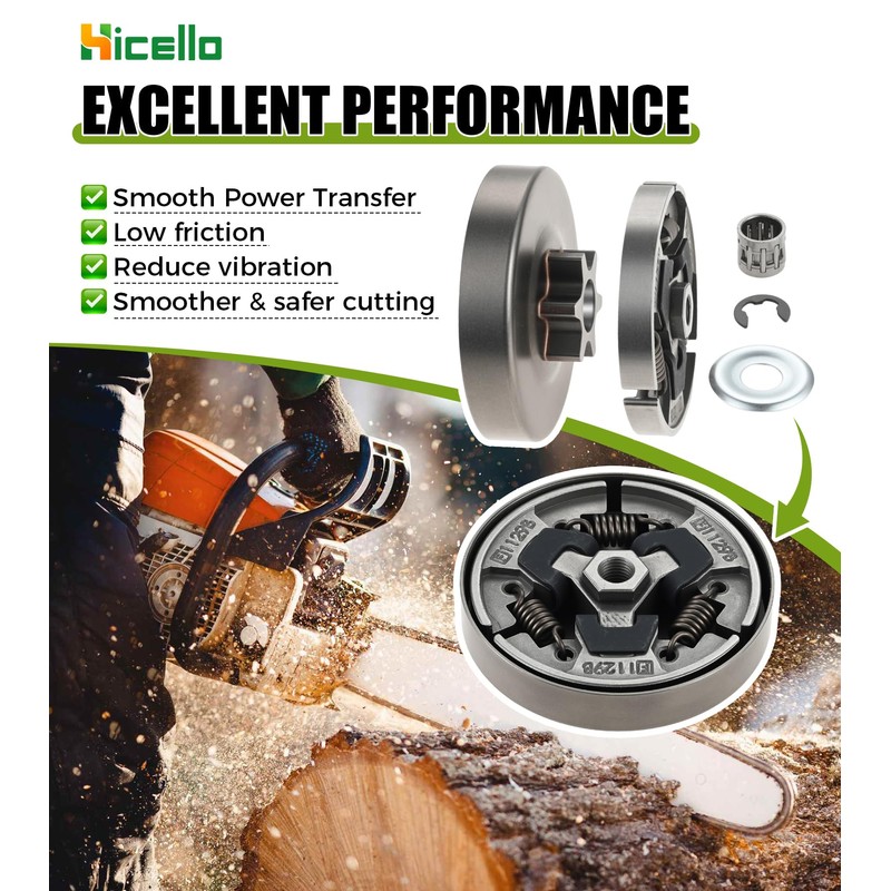Hicello Ms170 Sprocket 3/8" 6T Clutch Drum Kit Replacement for