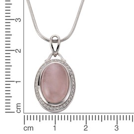 Zeeme Gemstones 500244742 Women's Necklace 925 Sterling Silver 42 + 5 cm Shiny Rose Quartz White, Sterling Silver, Quartz