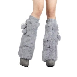 Fur Story Fur Leg Warmers Real Fur Rabbit Winter Leggings Boot Toppers for Women
