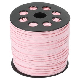 PATIKIL Suede Leather Cord 2.5mm 98 Yard, Faux Suede Cord Flat Leather String with Roll Spool for Necklace Bracelet Beading Jewelry Making, Light Pink