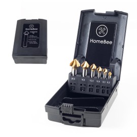 HomeBee® Countersink Made of 6542 HSS Steel - Countersink Wood with 90° Diameter 6.3-20.5 mm - Extremely Sharp - Countersink Set for Wood, Metal and Plastic with Practical Box, Deburring Box, Drill