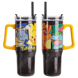 Pokémon 940mL/33oz Double Walled Vacuum Insulated Stainless Steel Tumbler Cup with Handle and Straw, Reusable Insulated Cup for Cold and Hot Drinks
