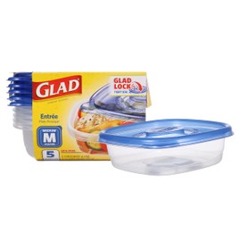 Glad Food Storage Containers for Everyday Use, Medium Square - Standard Meal Container Holds up to Twenty-Five Ounces, Blue, 25 oz - 5 Count