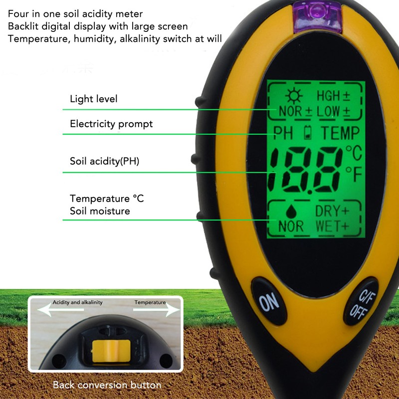4 in 1 Soil Meter High Accuracy Professional Single Pin
