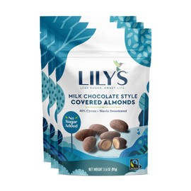 Lily's Milk Chocolate Style Covered Almonds, Stevia Sweetened, No Added Sugar, Low-Carb, Keto-Friendly, Gluten-Free & Non-GMO, 3.5 Ounce (Pack of 3), 10.5 Ounce