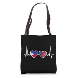 Philippines USA Heartbeat Flag American Filipino Tote Bag