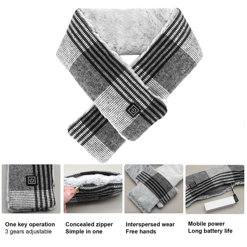 Electric Heated Scarf USB Smart Neckerchief Washable Warm Neck Gaiter