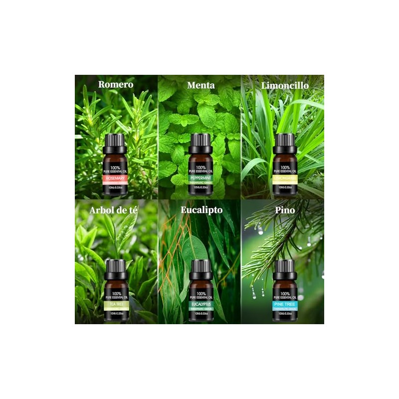 Aceites Esenciales Aromaterapia Set Botellas Kit Elaborado Ingredientes Naturales Adecuado