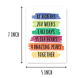 KoKi9xxGifts 48 Months Anniversary Card - 4 Amazing Years Greeting - 4Th Wedding Keepsake - Love Anniversary - Sweet Card For Wife - Husband