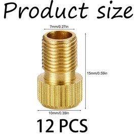 JCKD 12 Pieces Bicycle Valve Adapter, French Valve Adapter with Sealing Ring, DV and SV to AV Valves, Tyre Valve Adapter, Car Valve Adapter, Metal (Gold)