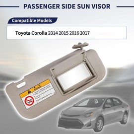 Magimaker Passenger Side Sun Visor Fit for Toyota Corolla 2014 2015 2016 2017 Replace 74310-02G40-B0 Front Right | Sun Protection Shade | Makeup Mirror | Gray