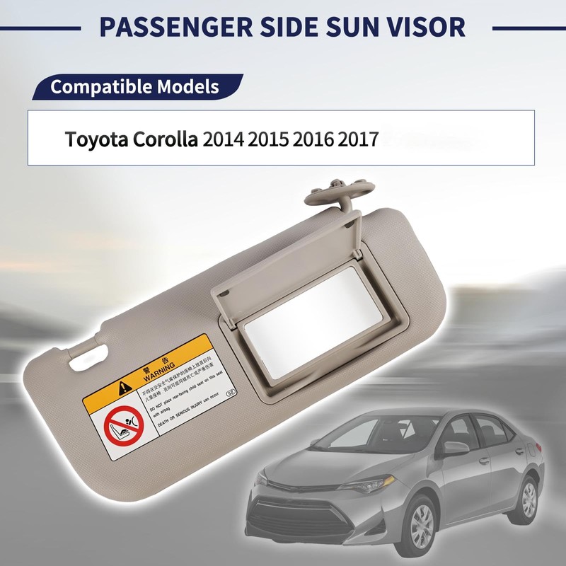 Magimaker Passenger Side Sun Visor Fit for Toyota Corolla 2014