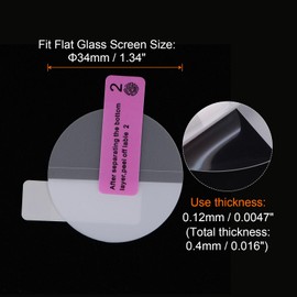 sourcing map 2pcs Watch Glass Screen Protectors 34mm HD High Definition Anti-Scratch Waterproof Ultra-Thin TPU Universal Smartwatch Screen Protective Film with Cloth Sticker Scraping Card