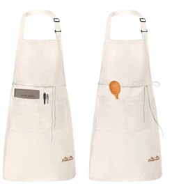 Viedouce 2-Pack of Waterproof Cooking Aprons with Pockets, Adjustable Kitchen and BBQ Aprons