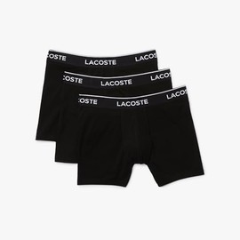 Lacoste Men's Cotton Stretch Essentials Boxer Briefs, 3-pack, Black With Black Waistbands (New), XX-Large