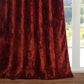 gisewood Lux Holiday Red Crushed Velvet Curtains 2 Panel Set - 84 inches Long Room Darkening Luxury Distressed Velvet Tab Top Window Drapes for Living Room Bedroom 52" W x 84" L