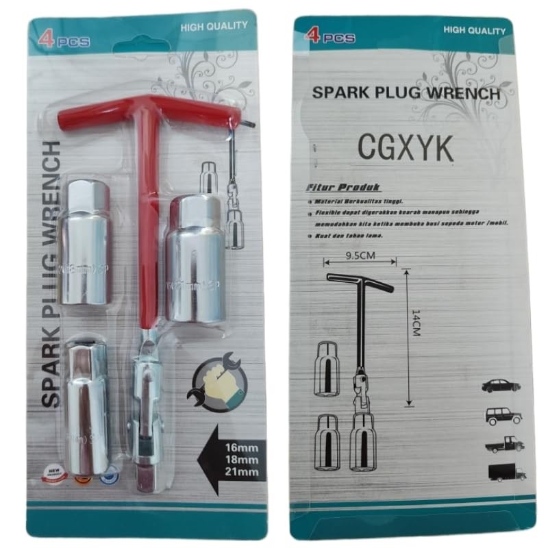 CGXYK T-Handle Spark Plug Socket Wrench Kit (16mm/18mm/21mm) - Professional