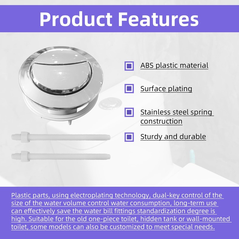 6pcs 58mm Toilet Tank Button, Dual Push Button Flush Toilet